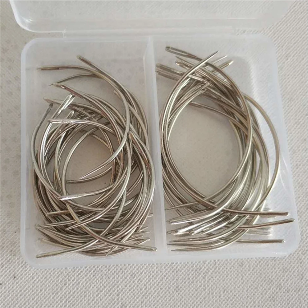 Combo Deal C Type Hair Weave Needle Canvas Repair Weaving Curved Sewing Needles Pins