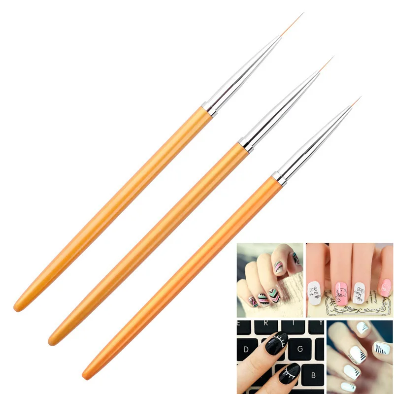 Набор кистей для дизайна ногтей 2018 3 шт./компл. Гель-лак УФ-лампы 3D-дизайн