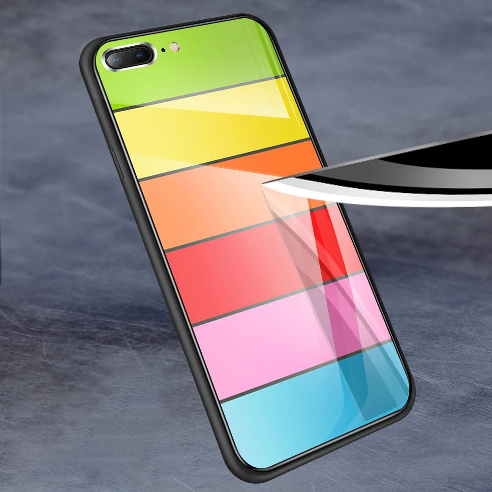NYFundas для iphone 8Plus 7 6 6S Plus X прозрачное закаленное стекло Радужный ударопрочный