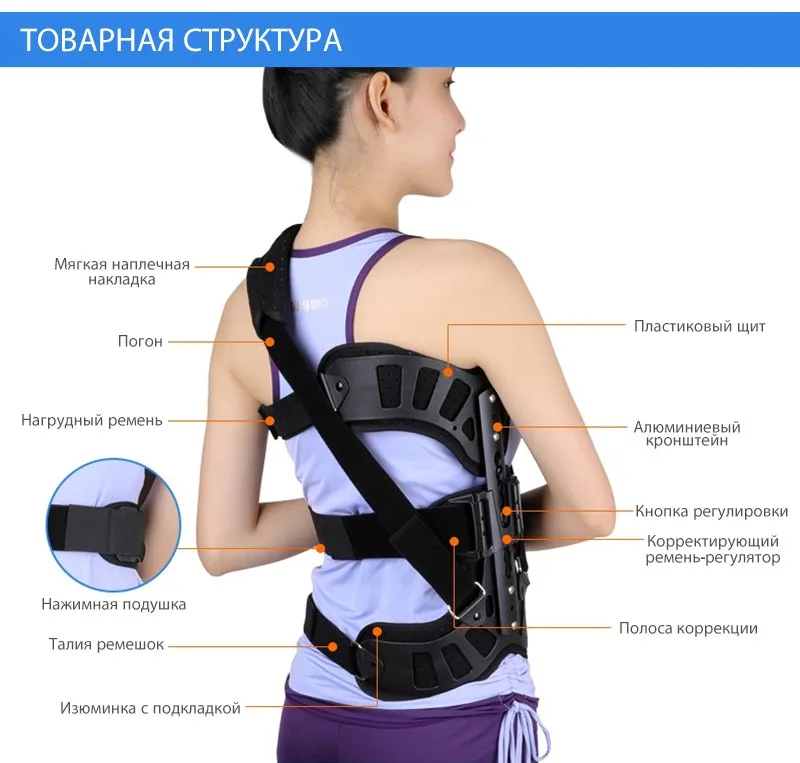 Корректор осанки OPER Scoliosis Регулируемый вспомогательный корректор позвоночника для послеоперационного восстановления спины мужчины и женщины взрослые