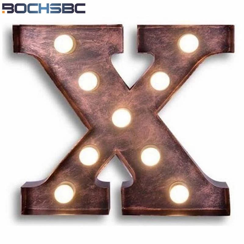 

BOCHSBC Alphabet Wall Sconce Letter X Lights Vintage Metal Letter Lamp for Bar Cafe Billboard Wall Led Lamps Decorative Backdrop