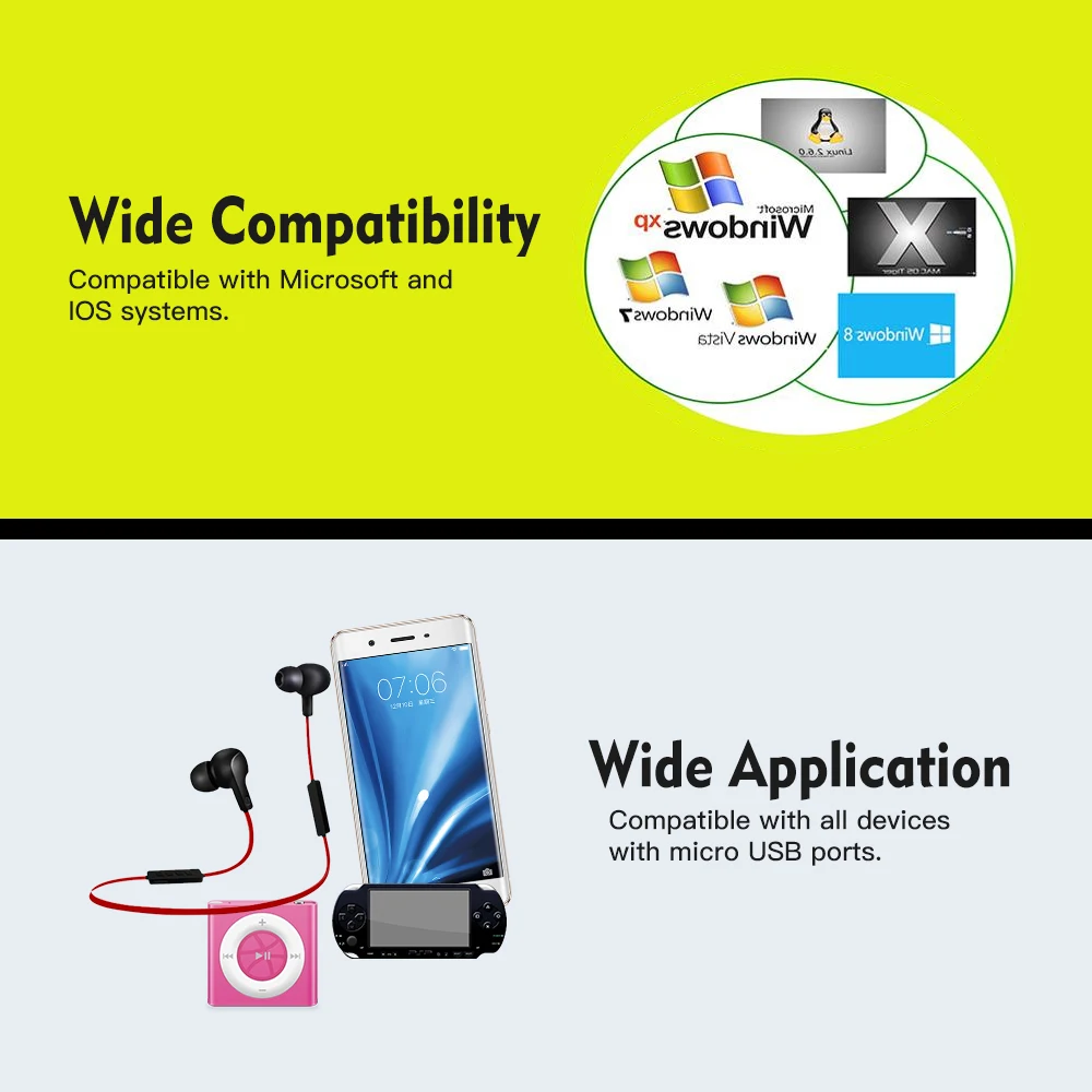 Светодиодное освещение зарядный кабель Micro USB Лапша кабели мобильный телефон для