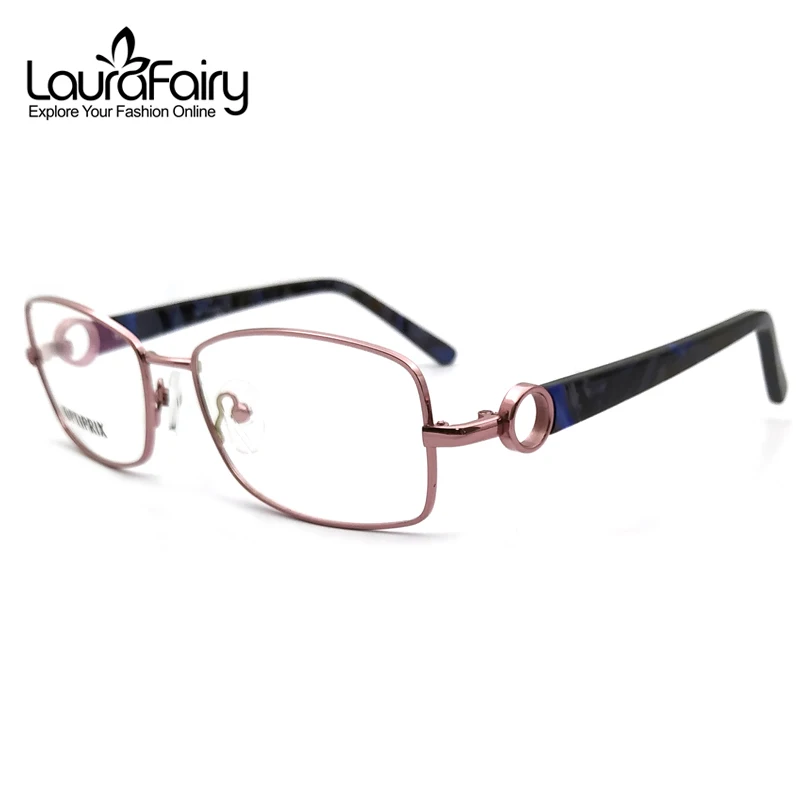 

Laura Fairy Women Classic Optical Frame Stainless Steel Acetate Patchwork Frames Circle Design Temple Myopia Eyeglasses Frame