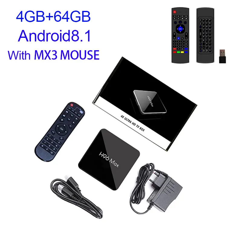 64gb with mx3 H96 Max x2 caja de tv inteligente Android 8,1 четырехъядерный процессор Amlogic S905X2 LPDDR4 4 ГБ 32 ГБ 64 Гб 2,4G y 5 ГГц Wifi 4 K ТВ-приставка - Цвет: 64gb with mx3