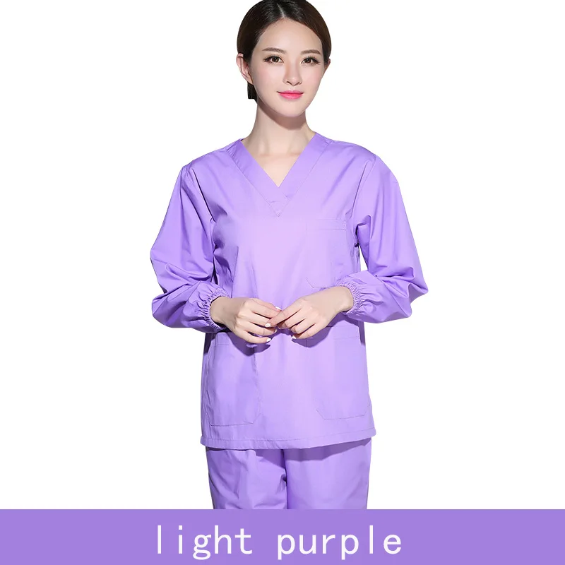 Женская Классическая медицинская форма с V-образным вырезом длинным рукавом +