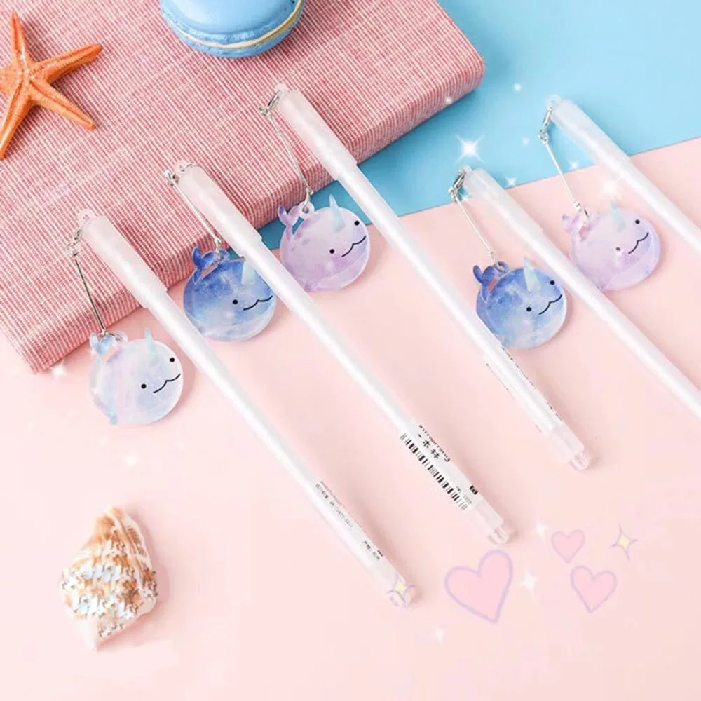 1 шт. милый Kawaii Narwhal кулон гелевая ручка подпись Escolar Papelaria школьные офисные