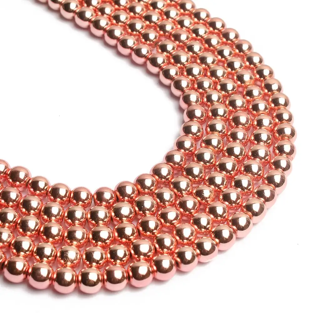 Бусины из натурального камня AAA бусины гематита цвета розового золота круглые