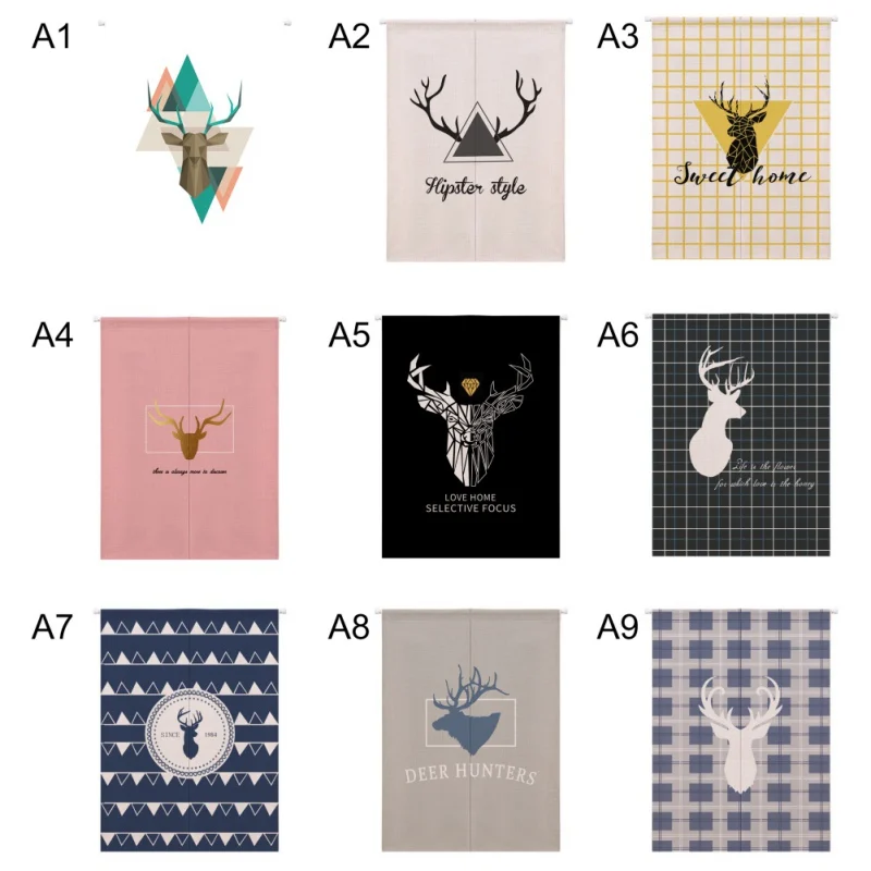 Олень дизайн японский Норен Дверной проем занавеска настенный гобелен экраны