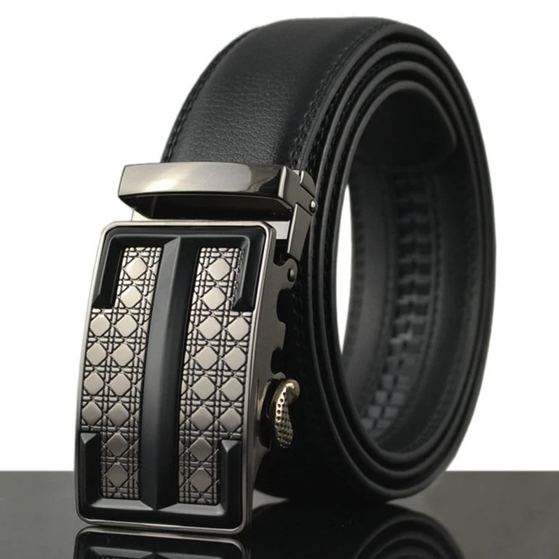 KAWEIDA Mens Accessories 2018 Genuine Leather Belt Vintage Letter I Luxe Automatic Metal Buckle Black Ceinture Homme | Аксессуары для