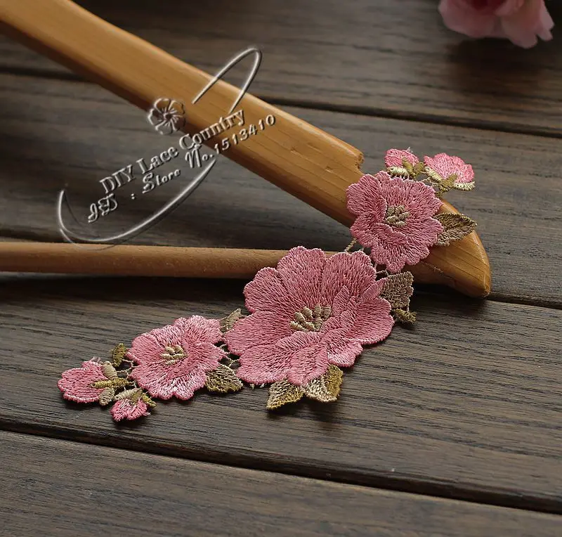 Размер 19*7 см (2 шт.) вышитая Полиэстеровая Кружевная аппликация швейная для