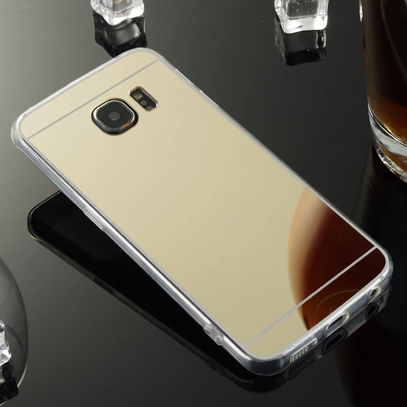 Для Samsung Galaxy S6 Edge Зеркало чехол ТПУ Мягкая задняя крышка для g9250 Чехол сотовый