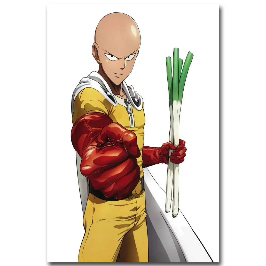 One Punch Man винтажное искусство шелковая ткань плакат Принт 13x20 24x36 дюймов японское аниме картина для украшения стен комнаты Saitama 018 - Цвет: Синий