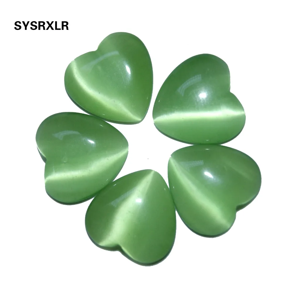 Бусины в форме сердца с зеленым опалом 12 мм 20 шт.|cat eye beads|beads for jewelry makingeye bead |