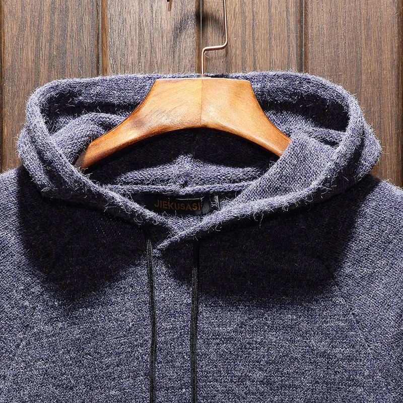 

Autumn winter Hooded Jacket stitching letter design Fake two piece patchwork sleeve sweaters men warm casual Hooded sweater