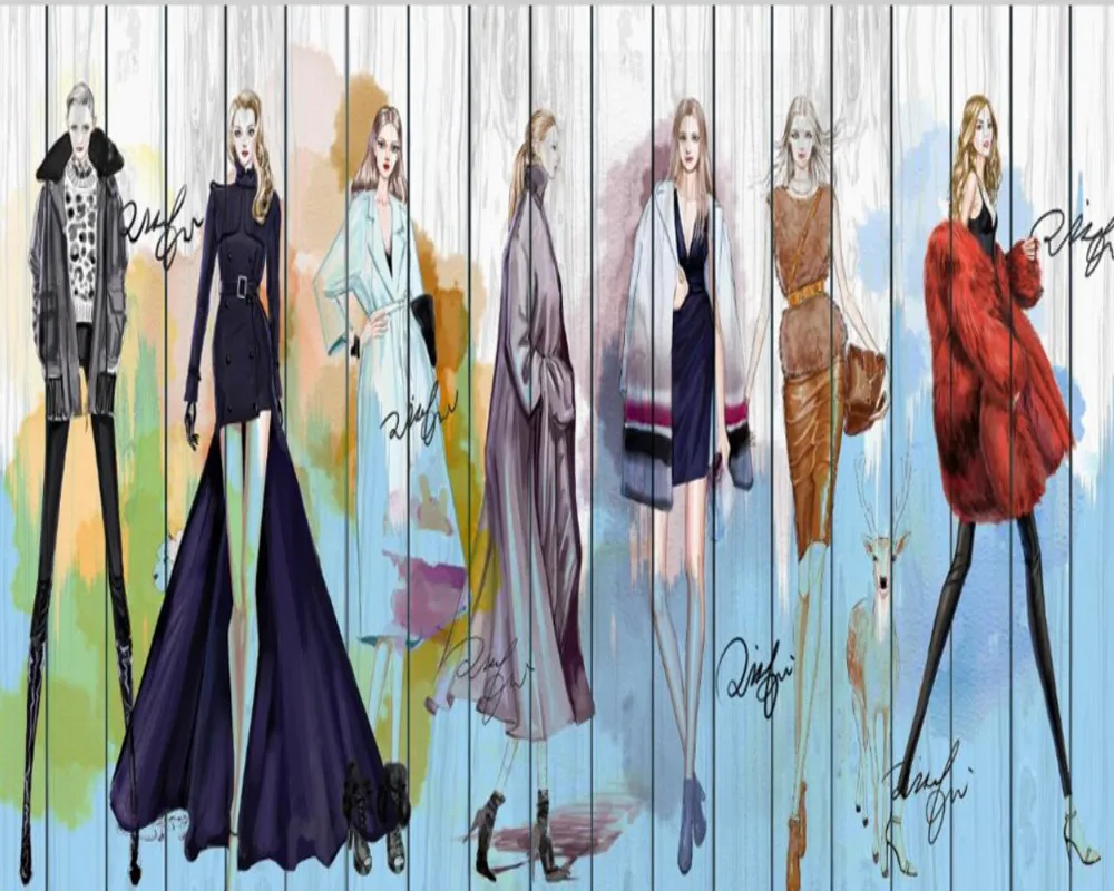 Прямая поставка винтажные обои в стиле ретро модные модели магазин одежды