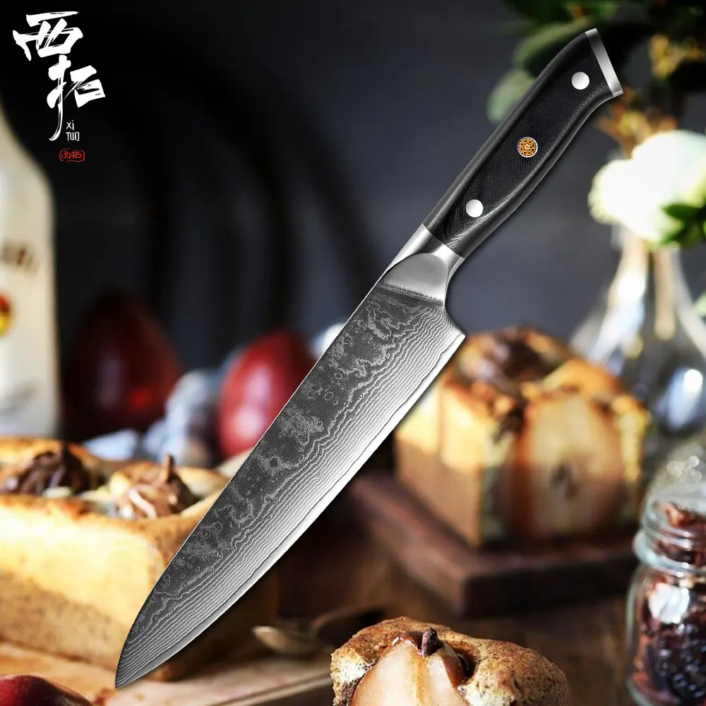 8inch chef knif XITUOD дамасский стальной поварской нож набор острых Sankotu нож для очистки овощей китайский измельчитель кухонный Профессиональный режущий инструмент кухонные принадлежности - Цвет: 8inch chef knif
