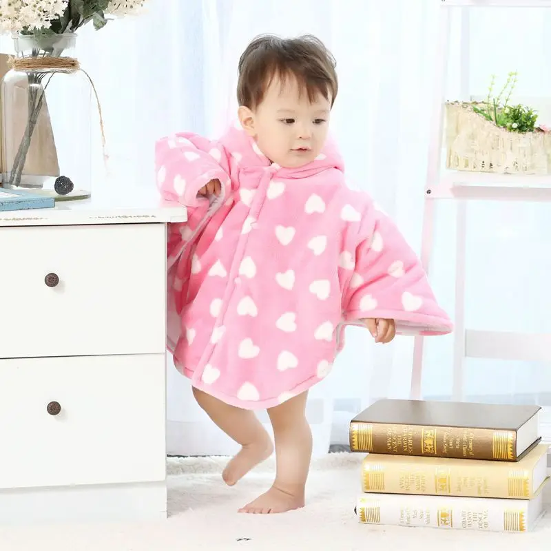 Новинка Детское Пончо из кораллового флиса с капюшоном детская верхняя одежда