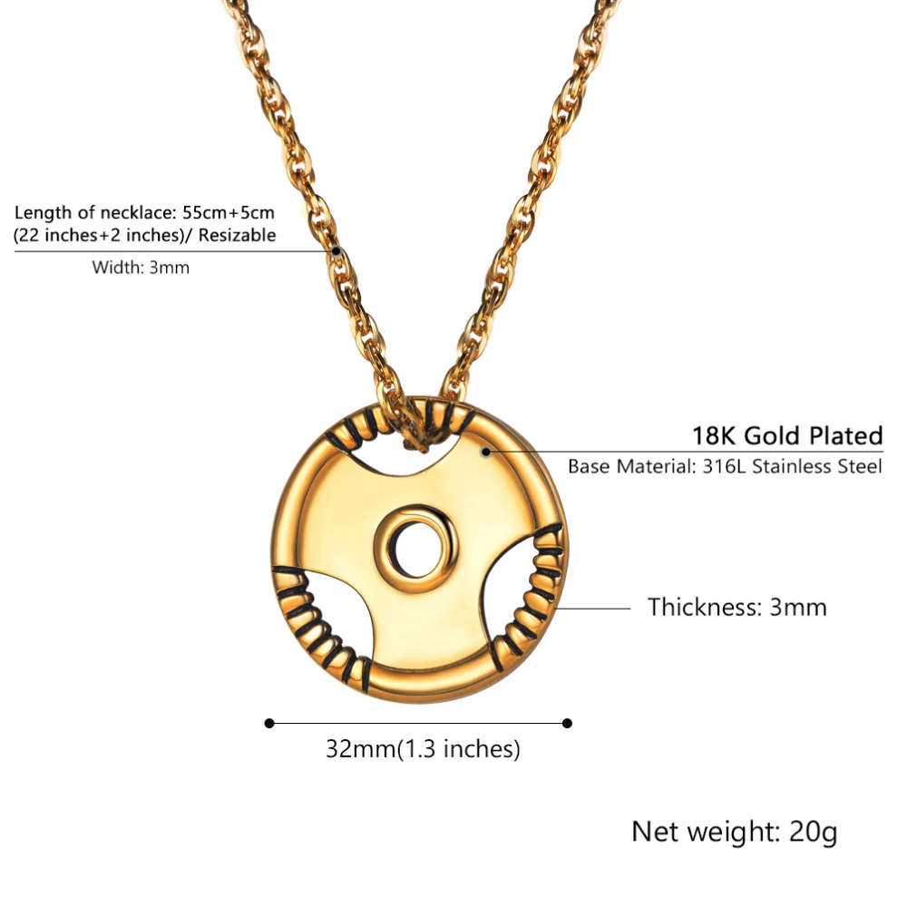 PROSTEEL титана из нержавеющей стали Мужчины гантели кулон фитнес штангой ожерелье 3