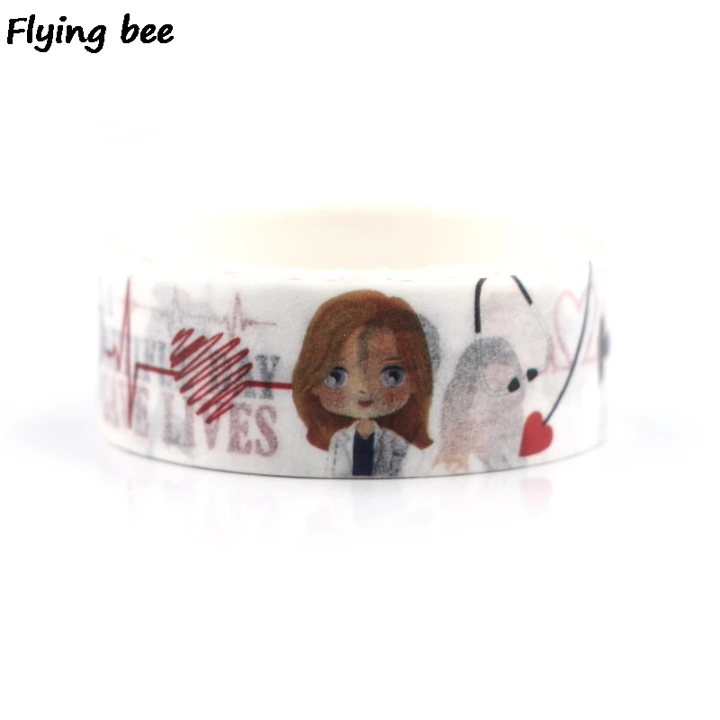 Flyingbee 15 мм X 5 м Бумага васи клейкие ленты серый Анатомия Мода клейкая лента DIY Скрапбукинг наклейка этикетка маскирующая лента X0347