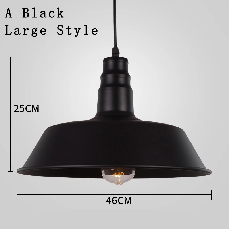 A Black Large Современный Железный подвесной светильник, винтажный E27 подвесной светильник, лофт, украшение, подвесной светильник, подвесной светильник s - Цвет корпуса: A Black Large