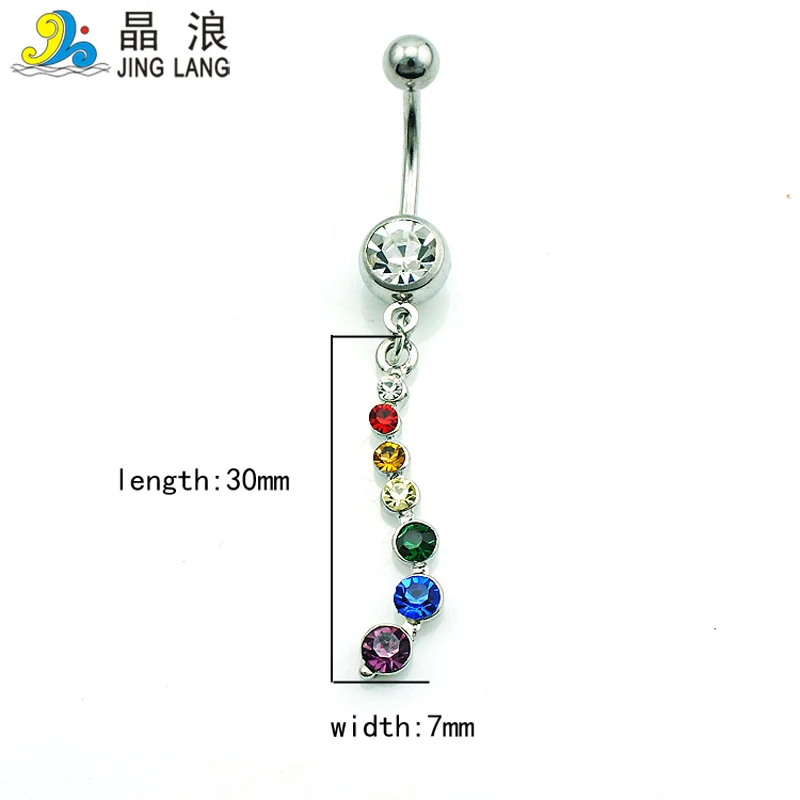 JINGLANG новые модные кольца для пупка из нержавеющей стали штанга Висячие цветные