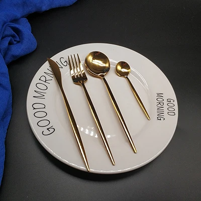 pure gold 4 set Горячая 16/24/32pcs столовые приборы из нержавеющей стали cubiertos tofok dorados де inoxidable faqueiro dourado вилки, ножи, ложки комплект - Цвет: pure gold 4 set