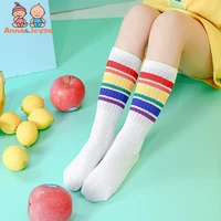2pairs girl cotton rainbow boot cuffs warmer leg cute socks christmas solid sports