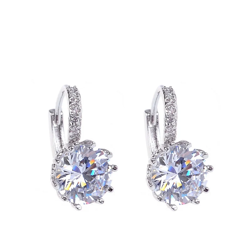 Модные серебряные серьги из сплава 5 цветов геометрические хрустальные простая