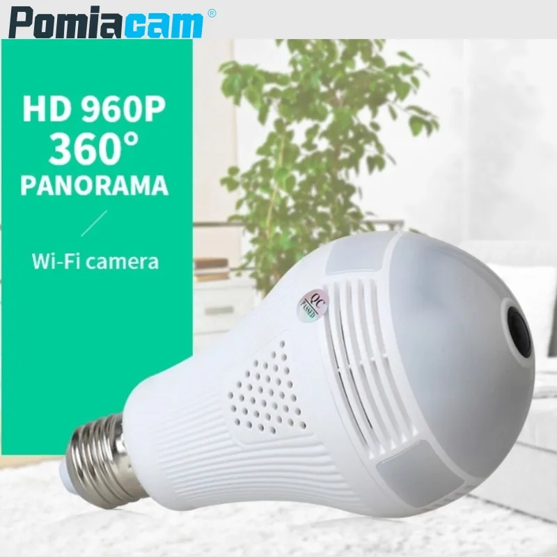 Панорамная Беспроводная IP камера 960P с углом обзора 360 градусов и лампочкой рыбий