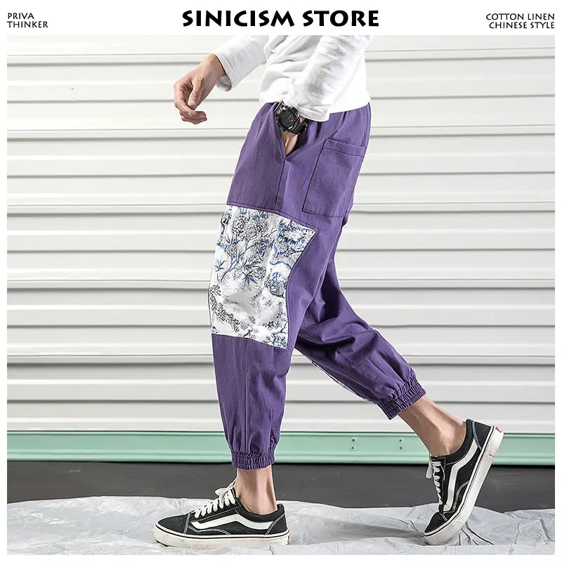 Sinicism Store лоскутные шаровары мужские s джоггеры брюки 2018 Chinsese Стиль тренировочные