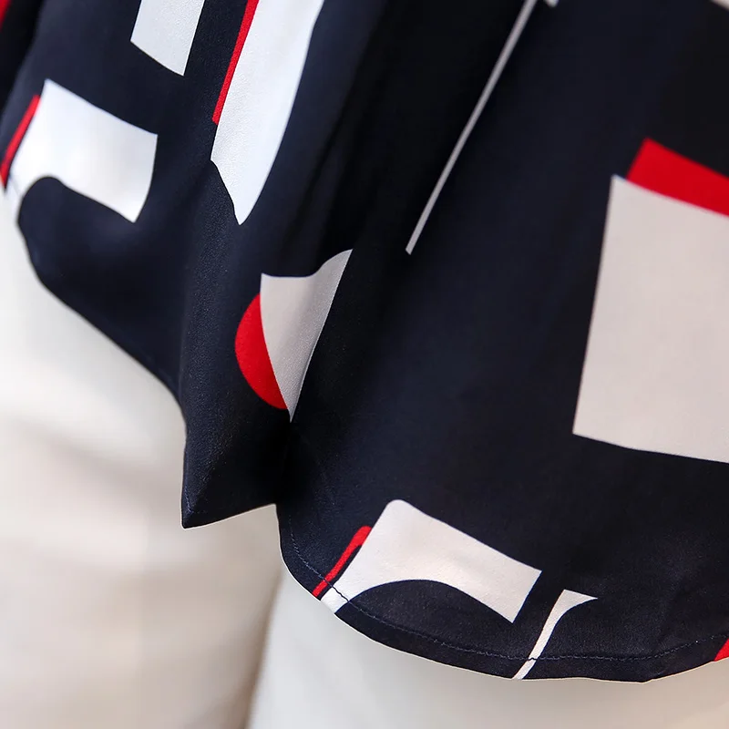 Классические женские белые шифоновые блузки с принтом большие размеры S-3XL модная