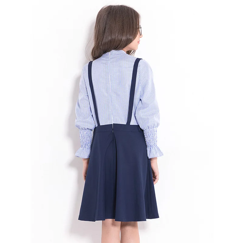 4-13y School Style Princess Dress Stripe Suspender Shirt 2018 Fashion Girl Casual Dresses Children Party Rapunzel Clothes |