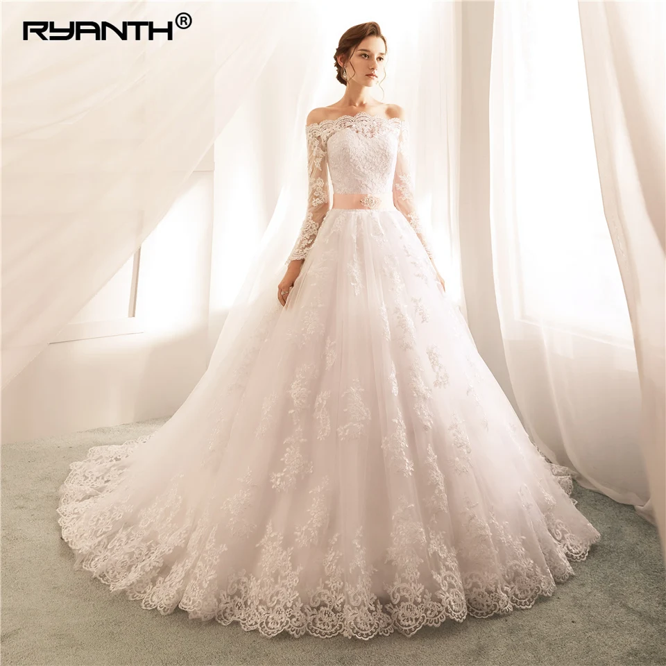 Женское бальное платье с открытыми плечами Ryanth Vestido De Noiva свадебное со съемным