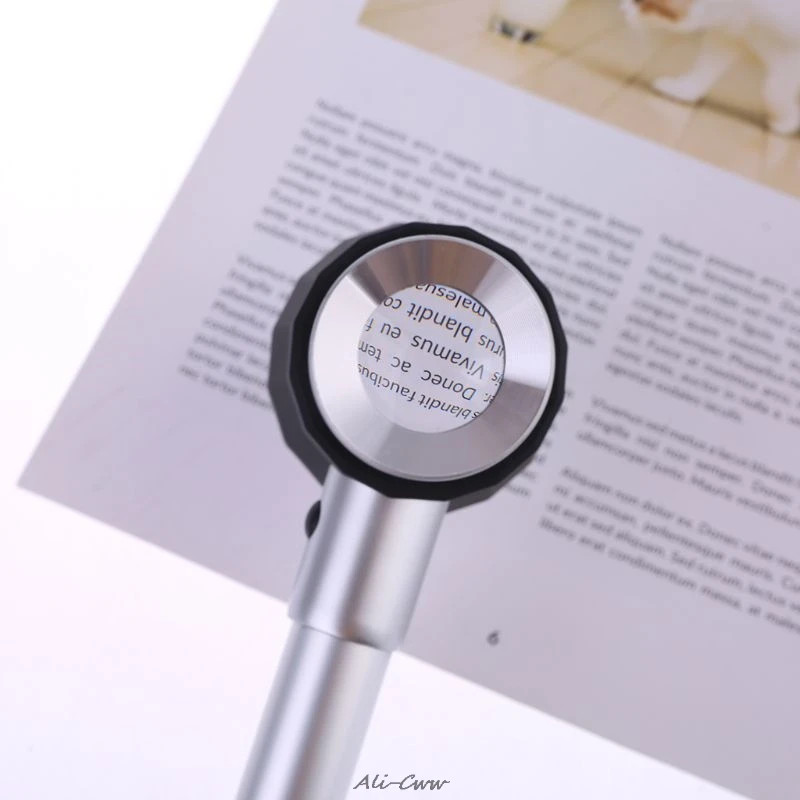 

10X Magnifier Loupe Lens with Scale LED Light Handheld Reading Holding Metal Magnifying Glass for textile print jewelry repair