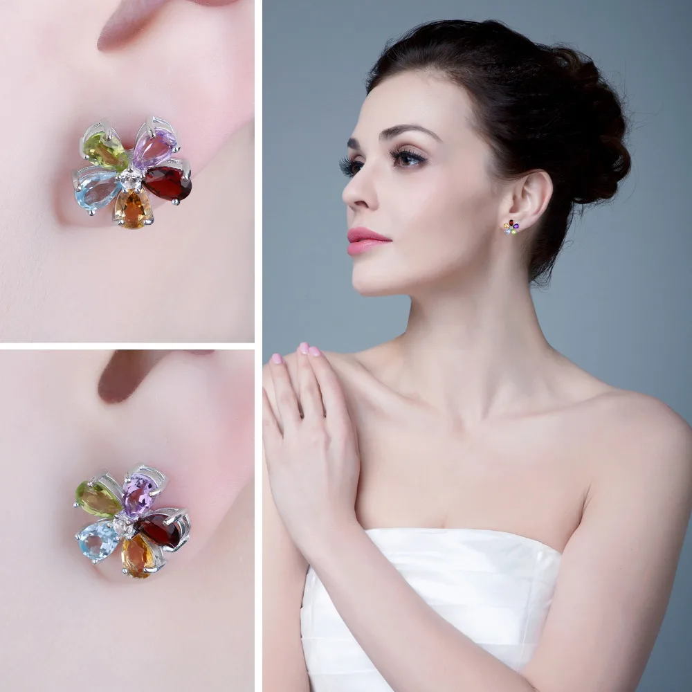 JewelryPalace цветок 4.3ct натуральный аметист цитрин гранат перидот голубой топаз