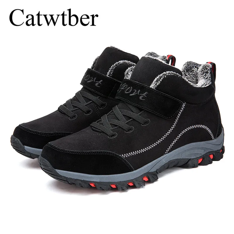 Catwtber/Новые мужские ботинки из хлопка зимние теплые меховые плюшевые высокие