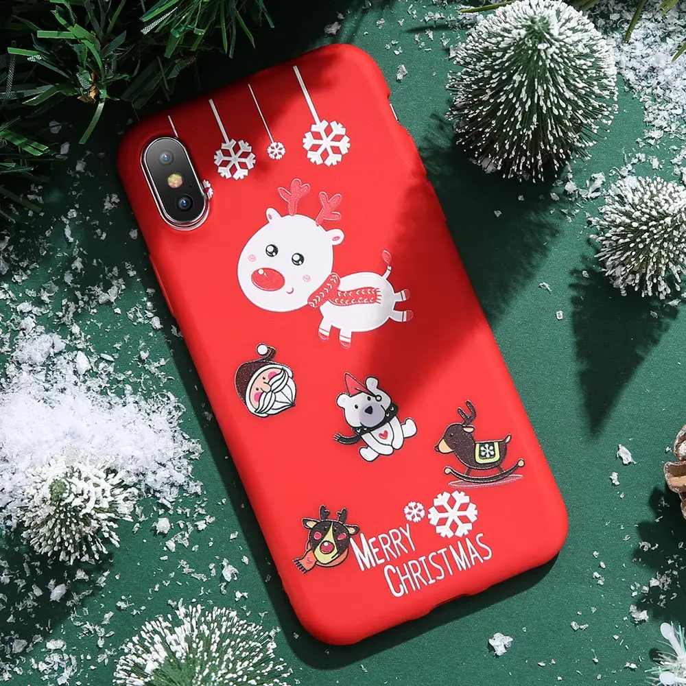 FLOVEME Рождественский чехол для телефона iPhone 7 plus 8 6 6s Мягкий 5s X XS MAX SE Чехлы милый