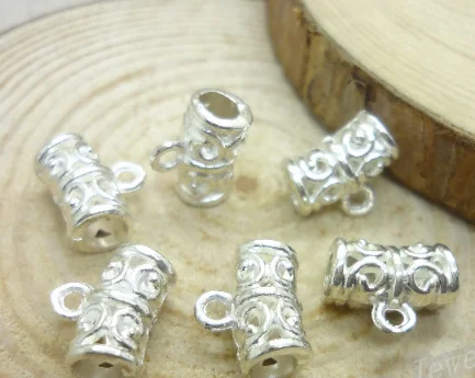 

200pcs Hollow pendant tube bail Beads 12x9x6mm silver charm Jewelry findings Making DIY Supplies European Alloy accessories