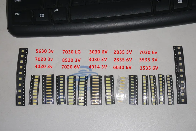 17*10 шт. 1 Вт SMD LED комплект 3 в/6 в 2835/3030/2828/3535/5630/7020/7030 холодный белый для подсветки
