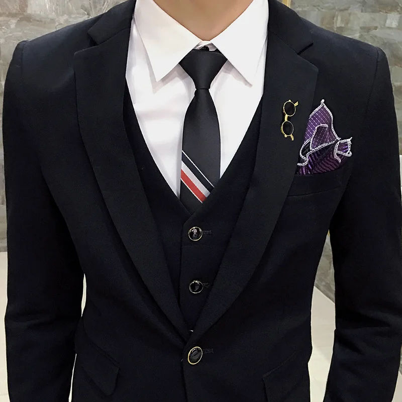 Men's Business Slim Hairdresser Suit Three-Piece Set Korean Costume Homme (jackets+Vest+pants) | Мужская одежда
