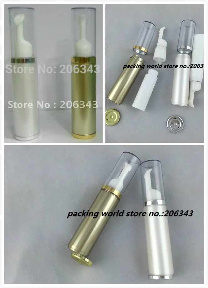 Золотистая/Серебристая безвоздушная бутылка с наглазником 10 мл или безвоздушным