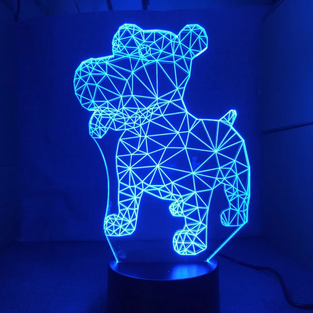 Новая собака 3D ночник светодиодный настольная лампа USB 7 цветов 3D Иллюзия огни для Гостиная декоративные лампы Home Decor Прямая