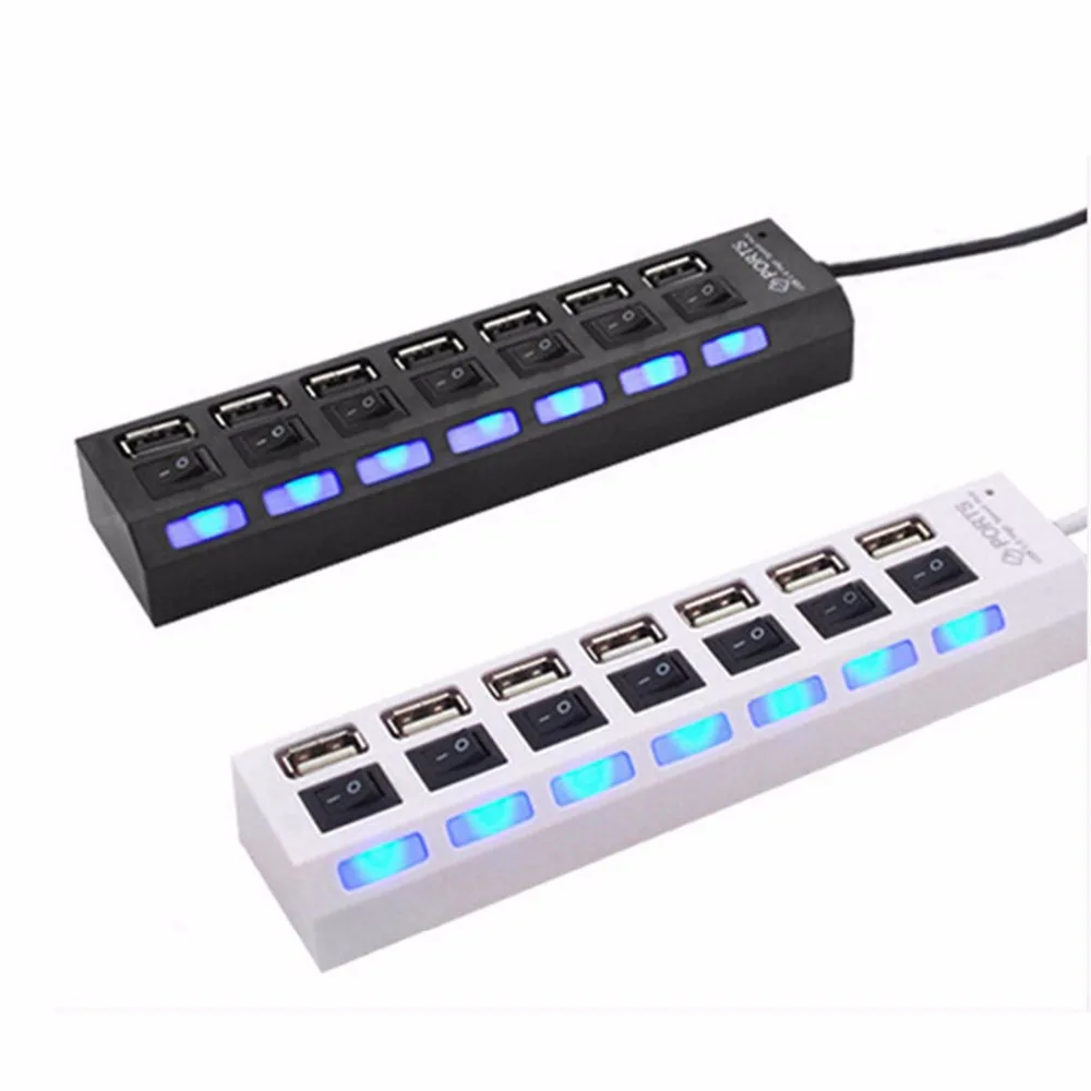 Внешний 7 Порты и разъёмы USB разветвитель концентратор 2 0 с Micro Мощность для