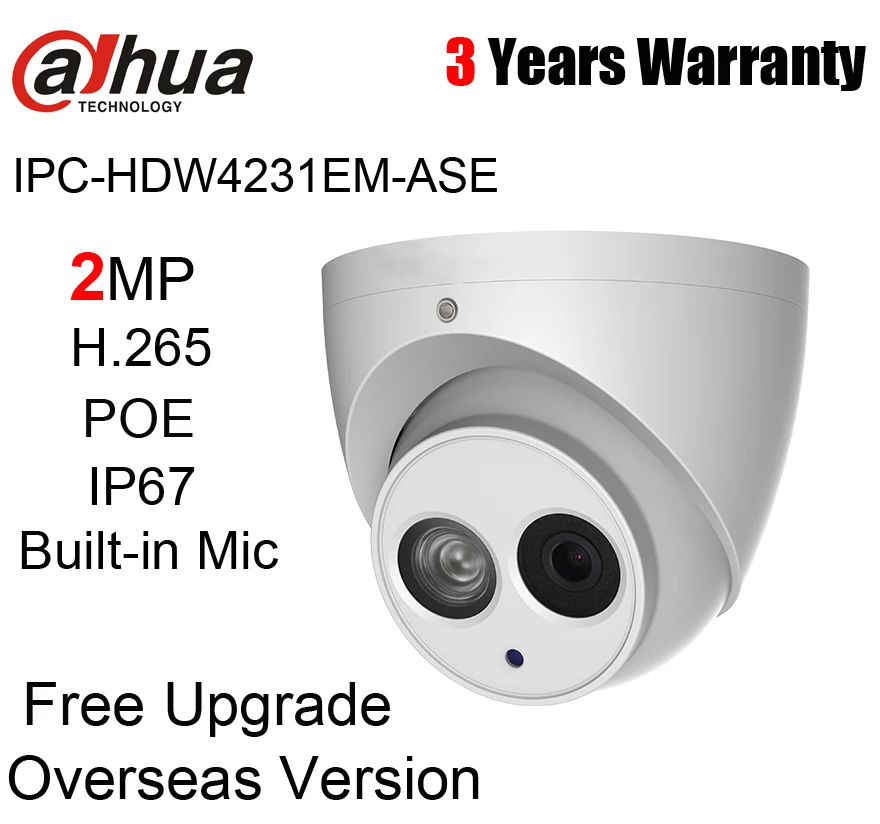Dahua оригинальная IPC HDW4231EM ASE 2MP H.265 IP67 POE 50 м IR Eyeball сетевая камера Встроенный