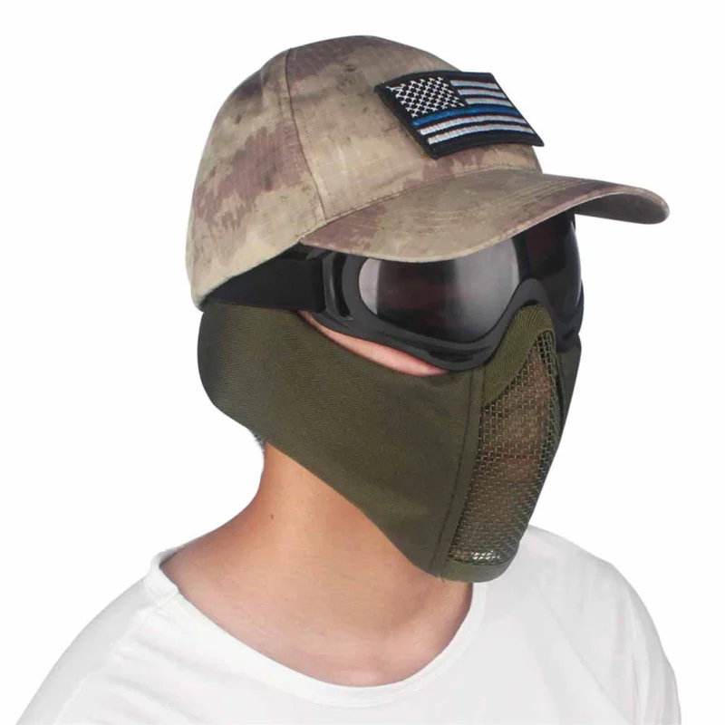 Airsoft Tattico Fan Esercito Camuffamento Gioco Maschera di Pollo Nuovo mezzo viso metal acciaio сетка maschera