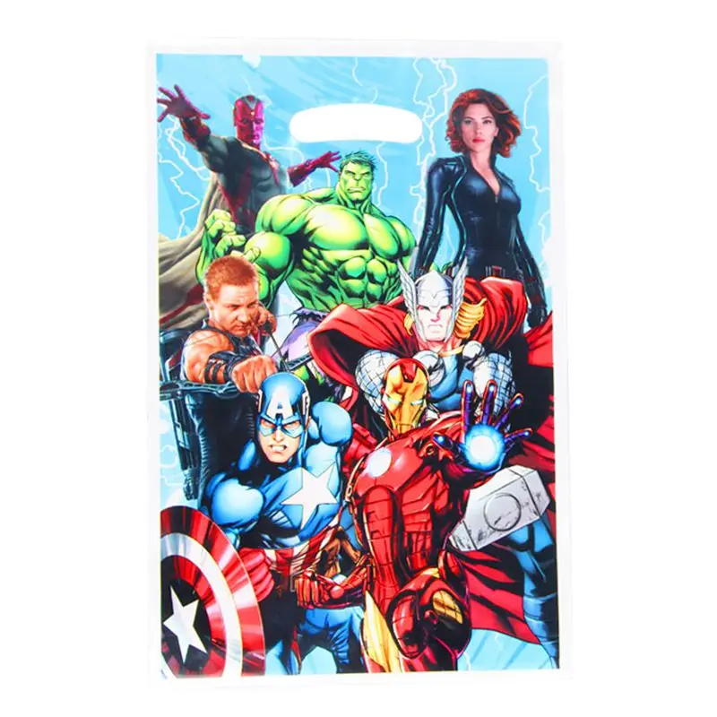 The Avengers 40 шт./лот, Радужный Единорог, тема, для детей, для девочек, сувениры, сумки, на день рождения, пластиковые подарки, сумки для детского душа, украшения, вечерние принадлежности - Цвет: The Avengers