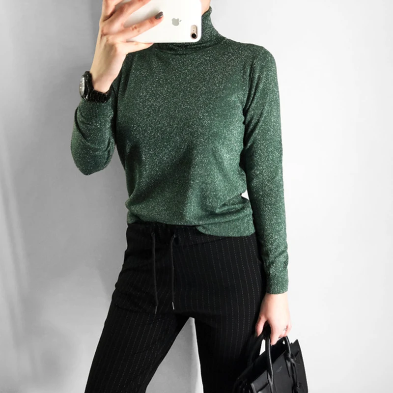 Wixra Women Winter Spring All base Match Turtleneck Sweater Slim Elasticity Pullovers Solid Color Womens Clothing | Женская одежда