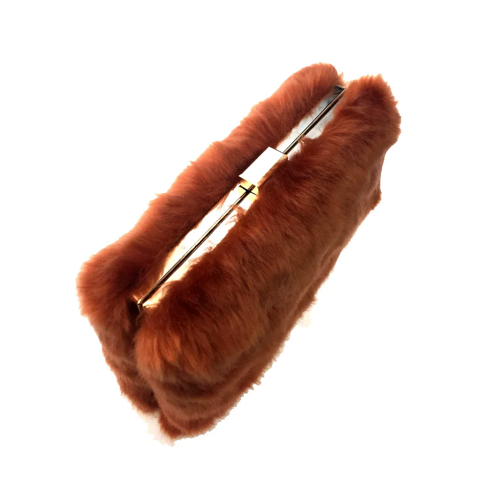 Зимние Для женщин искусственного меха Сумочка Сумка для вечерние клапаном Сумки