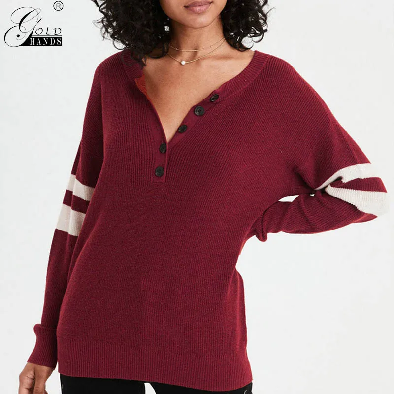 Золотые руки Новое поступление Европейский и американский сексуальный пуловер