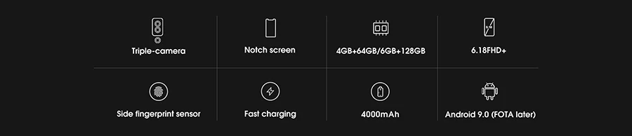 Elephone A5 6,1" Android 8,1 P60 MT6771 четырехъядерный 6 ГБ ОЗУ 128 Гб ПЗУ 12MP+ 20MP распознавание лица отпечаток пальца 4G OTG Мобильный телефон